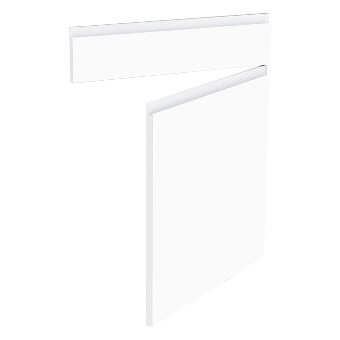 Kit façade meuble cuisine Blanc Mat Sans Poignée 1 porte, 1 faux tiroir H. 71,7 cm L. 59,7 cm