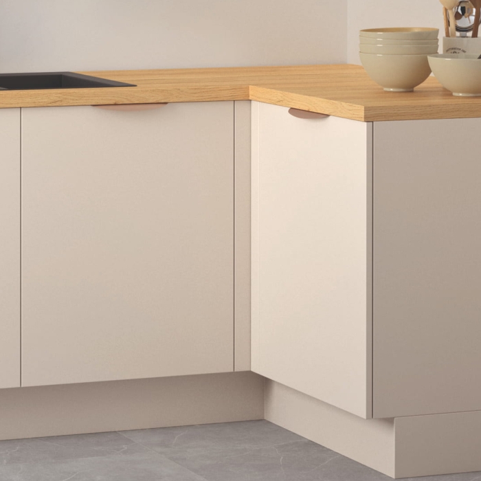 Cuisine complète en angle Lin mat 280 cm - Avec Plan de travail