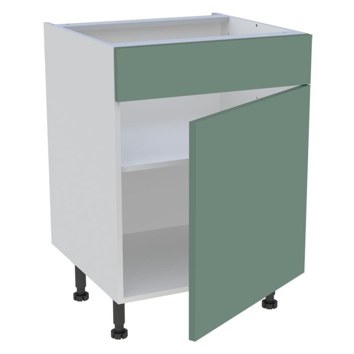 Meuble bas cuisine 1 porte, 1 faux tiroir H. 87 cm x L. 60 cm - Vert sauge mat