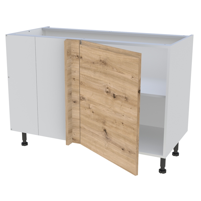 Meuble bas d'angle cuisine 1 porte H. 87 cm x L. 120 cm - Chêne naturel sans poignée
