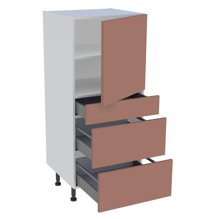 Demi colonne cuisine 1 porte, 1 tiroir, 2 casseroliers H. 129,6 cm x L. 60 cm - Terracotta mat