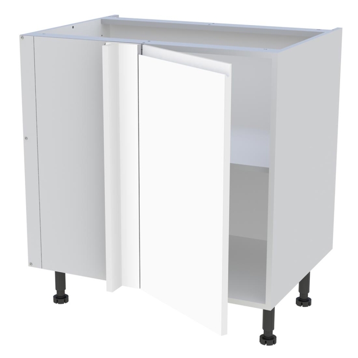 Meuble bas d'angle cuisine 1 porte H. 87 cm x L. 80 cm - Blanc mat sans poignée
