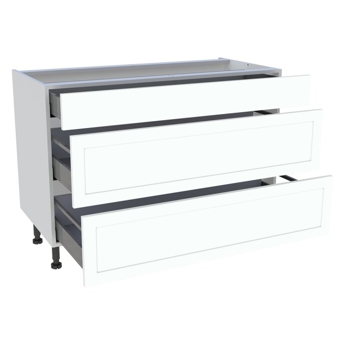 Meuble bas cuisine 1 tiroir, 2 casseroliers H. 87 cm x L. 120 cm - Blanc cadre