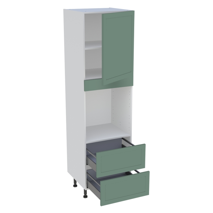 Colonne cuisine 1 porte, 2 casseroliers H. 216,6 cm x L. 60 cm - CF2C1P - Vert sauge cadre