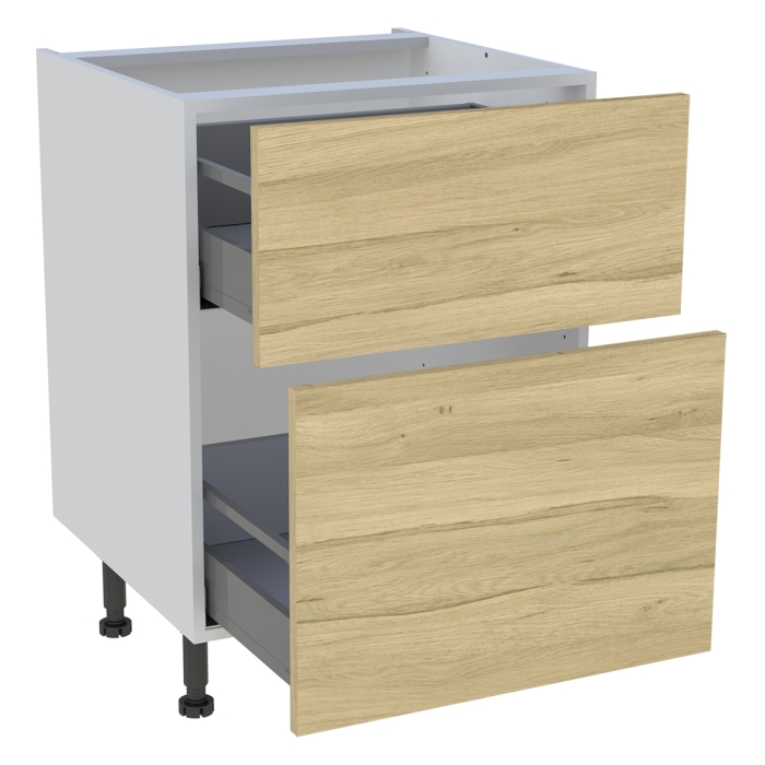 Meuble bas cuisine 2 casseroliers H. 87 cm x L. 60 cm - Chêne clair