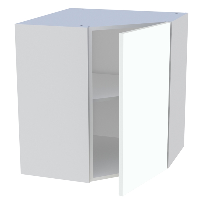 Meuble haut d'angle cuisine 1 porte H. 72 cm x L. 65 cm - Blanc chaud mat