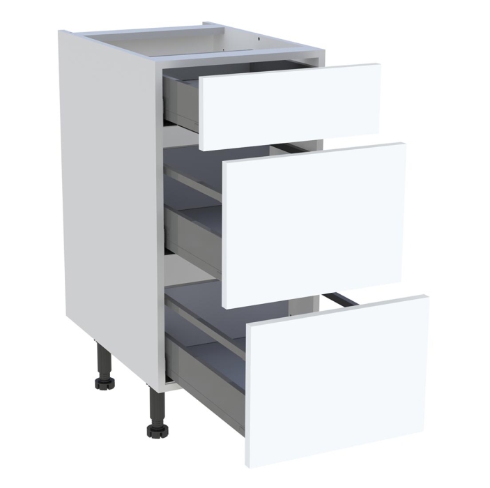 Meuble bas cuisine 1 tiroir, 2 casseroliers H. 87 cm x L. 40 cm - Blanc mat