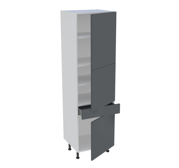 Colonne cuisine 3 portes, 1 tiroir H. 216,6 cm x L. 60 cm - Gris ardoise mat
