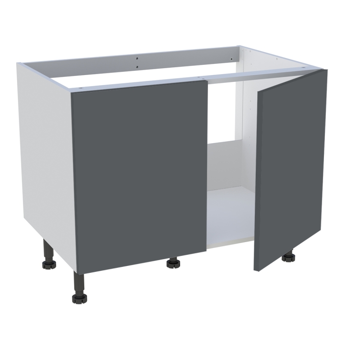 Meuble bas cuisine 2 portes pour évier timbre H. 72,6 cm x L. 90 cm  - Gris ardoise mat