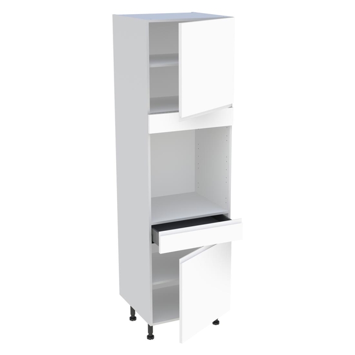 Colonne cuisine 2 portes, 1 tiroir H. 216,6 cm x L. 60 cm - Blanc mat sans poignée
