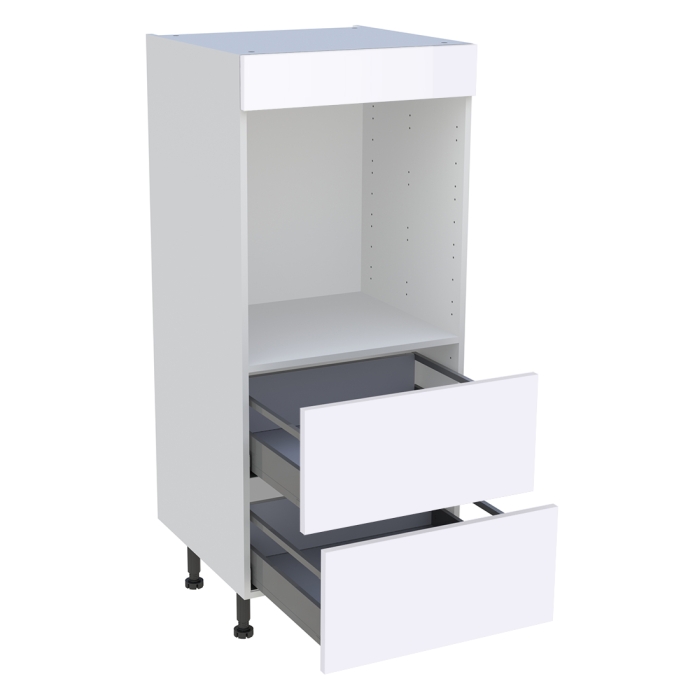 Demi colonne cuisine 2 casseroliers H. 129,6 cm x L. 60 cm - Blanc brillant