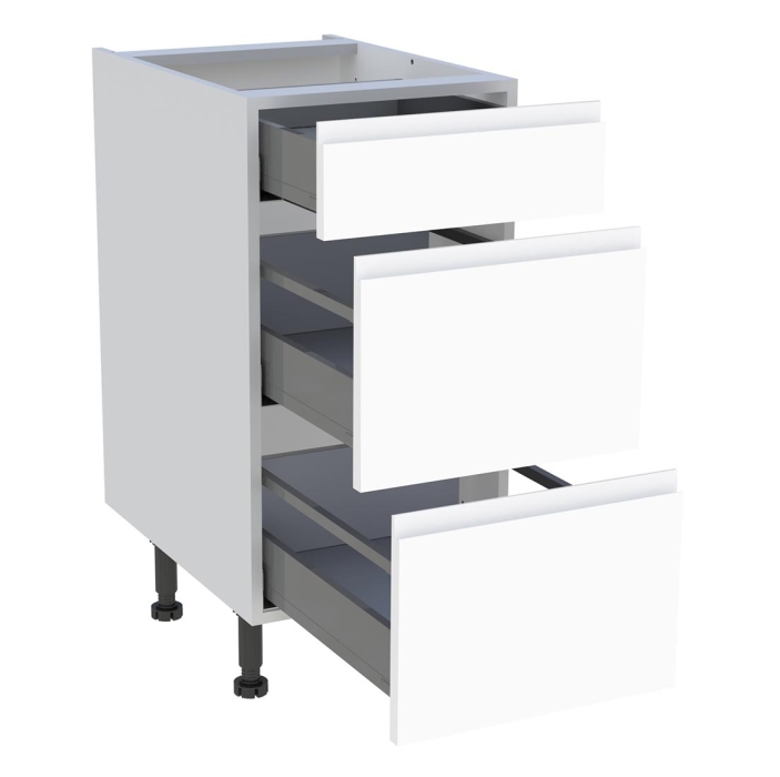 Meuble bas cuisine 1 tiroir, 2 casseroliers H. 87 cm x L. 40 cm - Blanc mat sans poignée