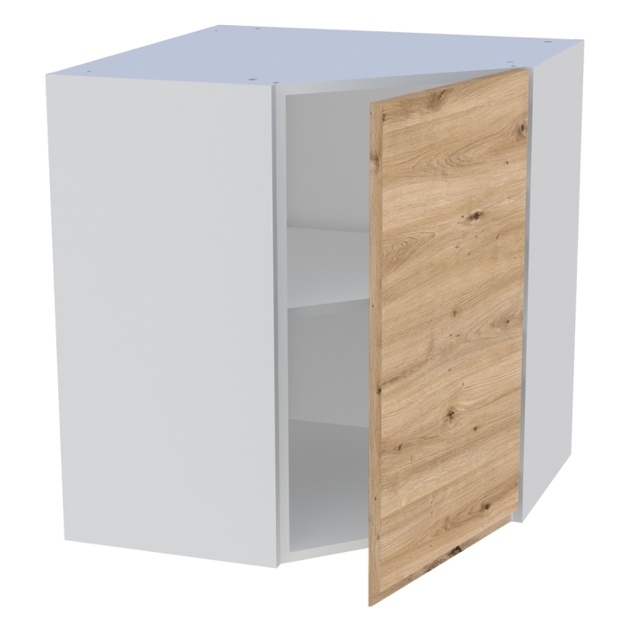 Meuble haut d'angle cuisine 1 porte H. 72 cm x L. 65 cm - Chêne naturel sans poignée