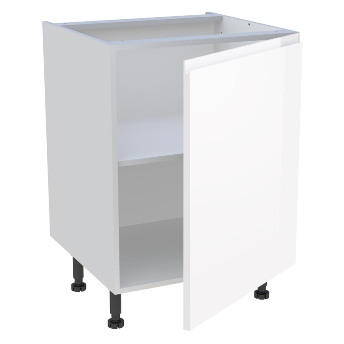 Meuble bas cuisine 1 porte H. 87 cm x L. 60 cm - Blanc brillant sans poignée