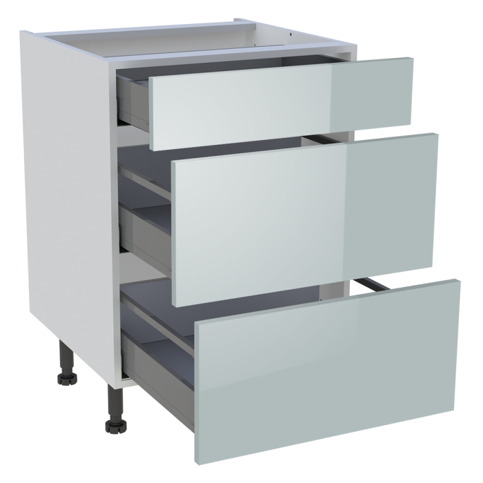 Meuble bas cuisine 1 tiroir, 2 casseroliers H. 87 cm x L. 60 cm - Gris cendre brillant
