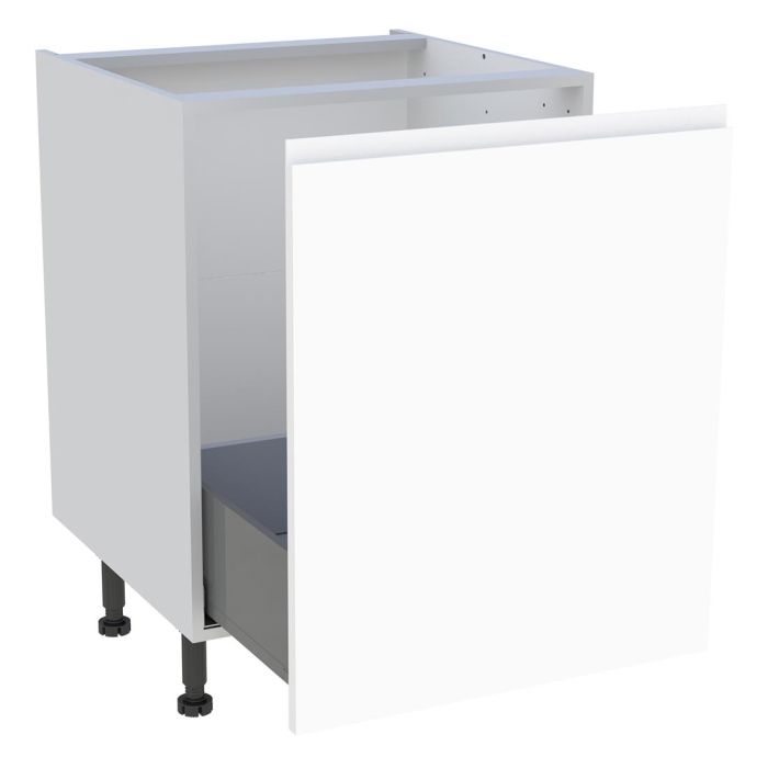 Meuble bas cuisine 1 coulissant H. 87 cm x L. 60 cm - Blanc mat sans poignée