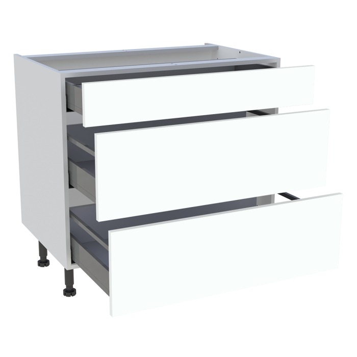 Meuble bas cuisine 1 tiroir, 2 casseroliers H. 87 cm x L. 90 cm - Blanc chaud mat