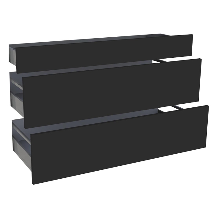 Kit façade meuble cuisine Noir Mat 1 tiroir, 2 casseroliers H. 71,7 cm L. 119,7 cm