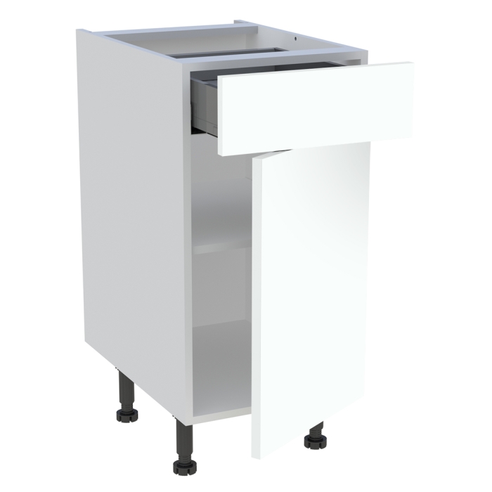 Meuble bas cuisine 1 porte, 1 tiroir H. 87 cm x L. 40 cm - Blanc chaud mat