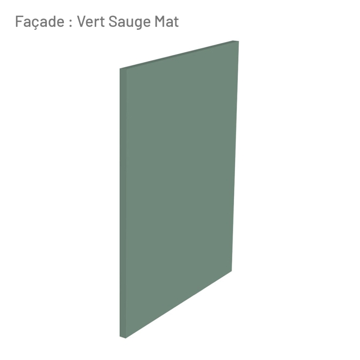 Cuisine complète Bois et Vert mat 180 cm avec meuble micro-ondes - Avec Plan de travail et Crédence