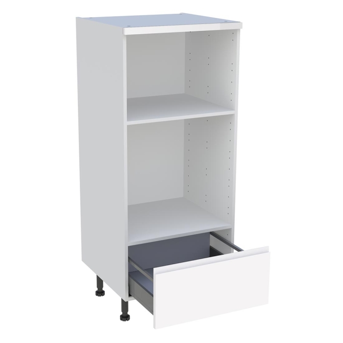 Demi colonne cuisine 1 casserolier H. 129,6 cm x L. 60 cm - Blanc brillant sans poignée