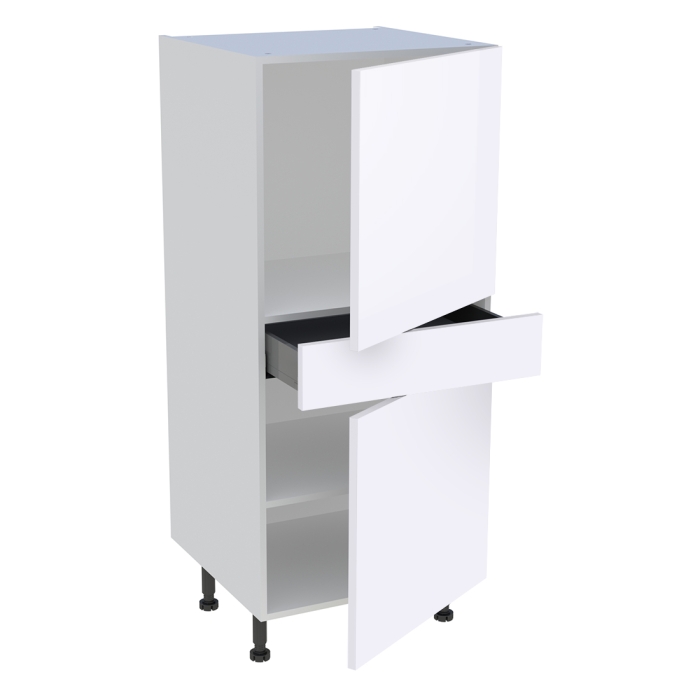 Demi colonne cuisine 1 tiroir, 2 portes H. 129,6 cm x L. 60 cm - Blanc brillant