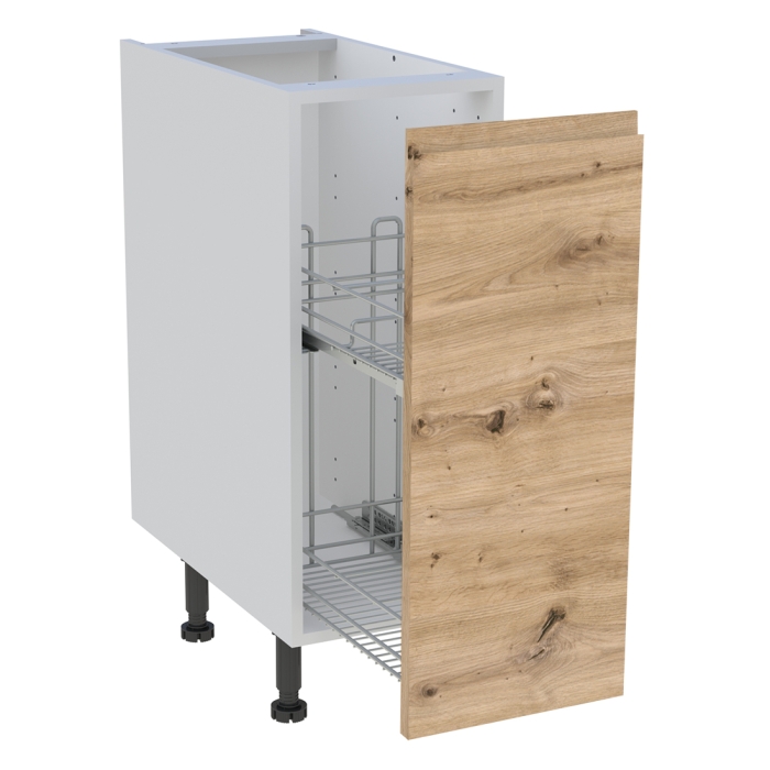Meuble bas cuisine 1 coffre H. 87 cm x L. 30 cm - Chêne naturel sans poignée