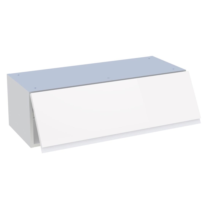 Meuble haut cuisine 1 porte relevante H. 28,8 cm x L. 90 cm - Blanc brillant sans poignée