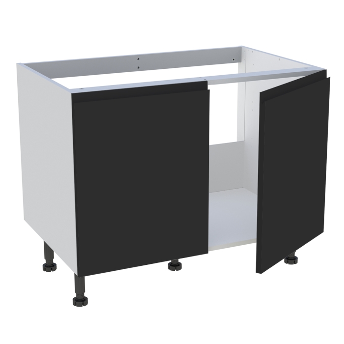 Meuble bas cuisine 2 portes pour évier timbre H. 72,6 cm x L. 90 cm  - Noir mat sans poignée