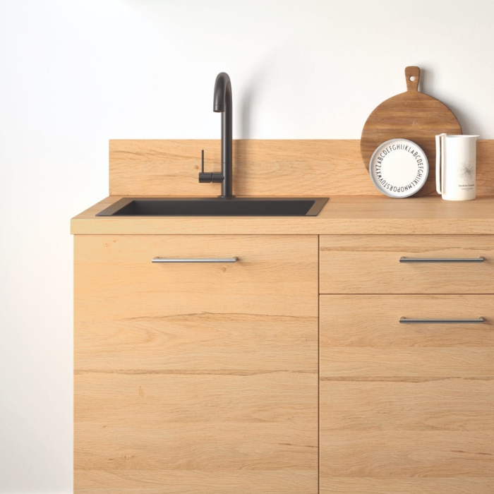 Cuisine complète Bois et Vert mat 180 cm avec meuble four