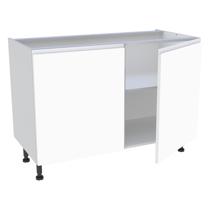 Meuble bas cuisine 2 portes H. 87 cm x L. 120 cm - Blanc mat sans poignée