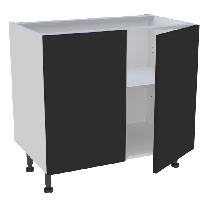 Meuble bas cuisine 2 portes H. 87 cm x L. 90 cm - Noir mat