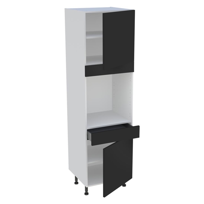 Colonne cuisine 2 portes, 1 tiroir H. 216,6 cm x L. 60 cm - Noir mat