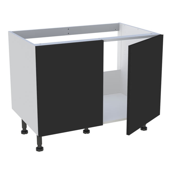 Meuble bas cuisine 2 portes pour évier timbre H. 72,6 cm x L. 90 cm  - Noir mat