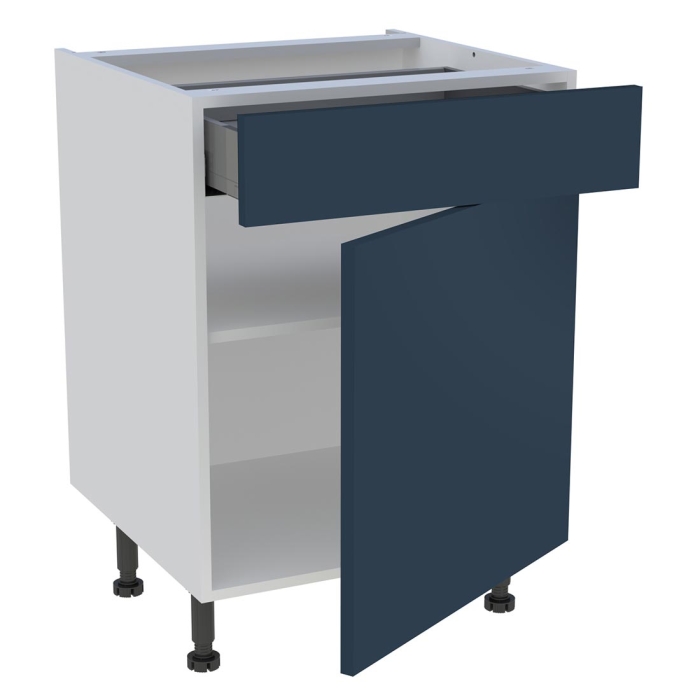 Meuble bas cuisine 1 porte, 1 tiroir H. 87 cm x L. 60 cm - Bleu nuit mat