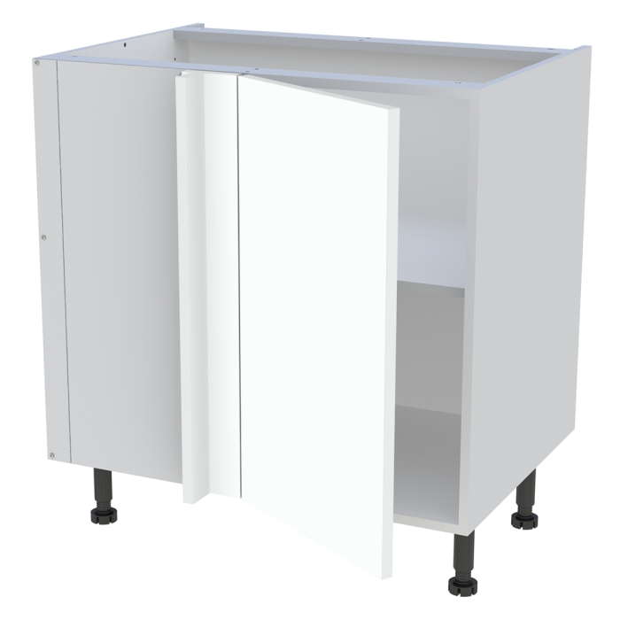 Meuble bas d'angle cuisine 1 porte H. 87 cm x L. 80 cm - Blanc chaud mat