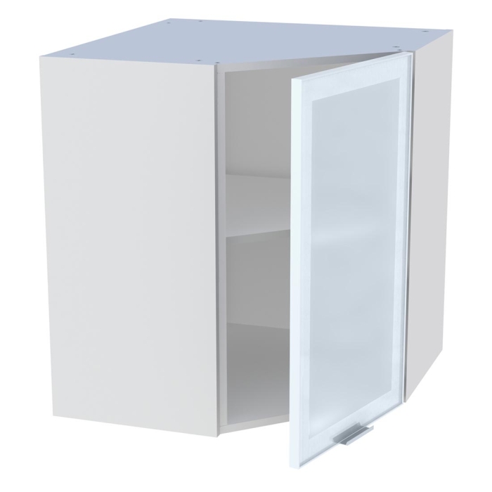 Meuble haut d'angle cuisine 1 porte vitrée H. 72 cm x L. 65 cm - Porte vitrée alu