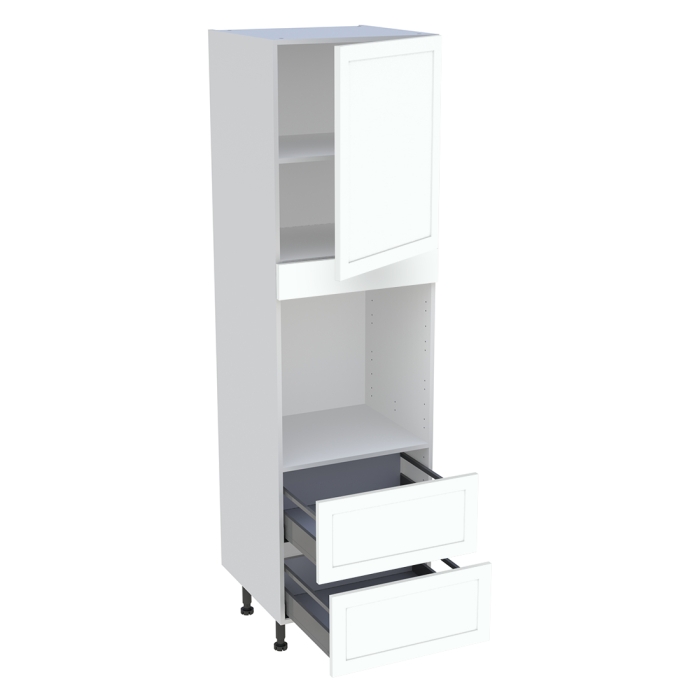 Colonne cuisine 1 porte, 2 casseroliers H. 216,6 cm x L. 60 cm - CF2C1P - Blanc cadre