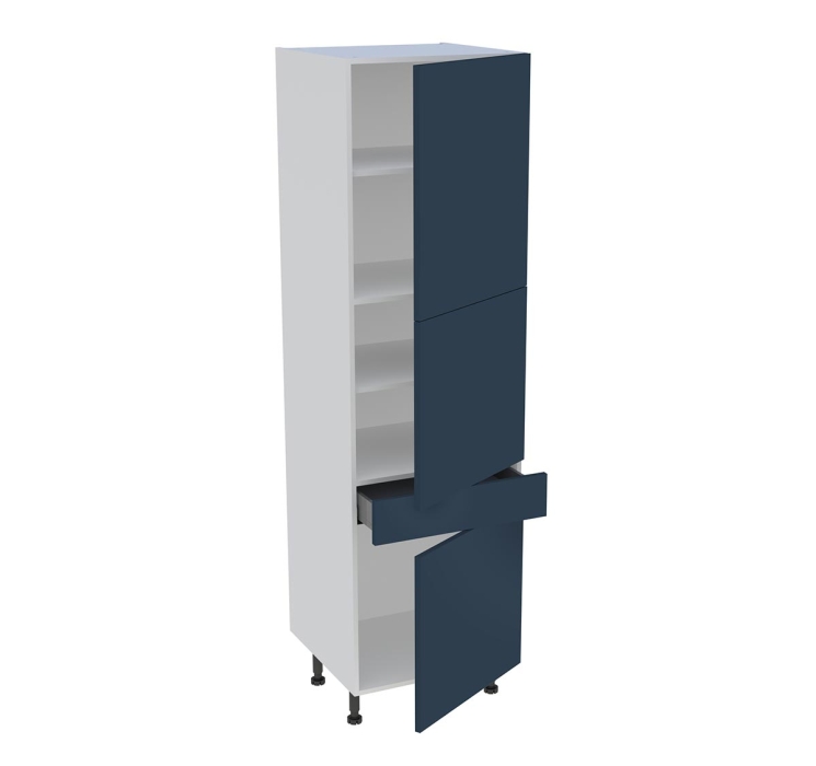 Colonne cuisine 3 portes, 1 tiroir H. 216,6 cm x L. 60 cm - Bleu nuit mat