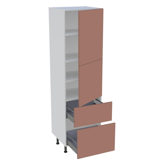 Colonne cuisine 2 portes, 2 casseroliers H. 216,6 cm x L. 60 cm - Terracotta mat
