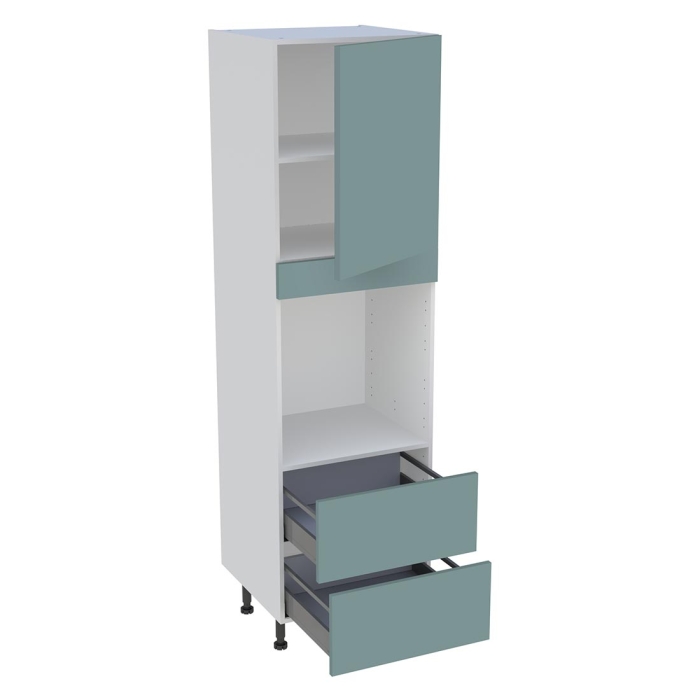 Colonne cuisine 1 porte, 2 casseroliers H. 216,6 cm x L. 60 cm - CF2C1P - Vert opale mat