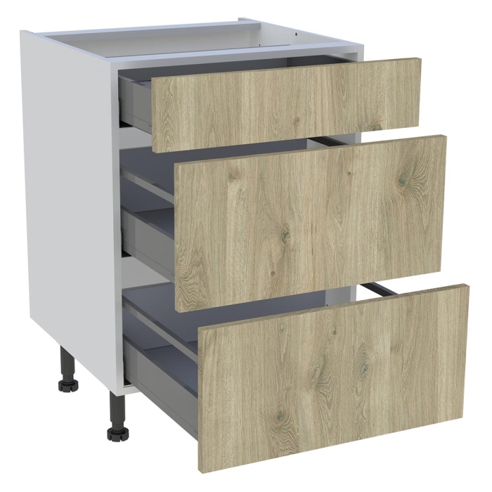 Meuble bas cuisine 1 tiroir, 2 casseroliers H. 87 cm x L. 60 cm - Chêne doré