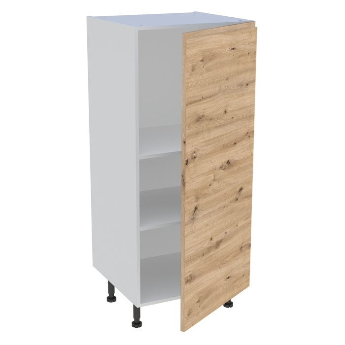 Demi colonne cuisine 1 porte H. 129,6 cm x L. 60 cm - Chêne naturel sans poignée