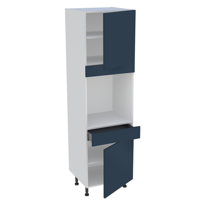 Colonne cuisine 2 portes, 1 tiroir H. 216,6 cm x L. 60 cm - Bleu nuit mat