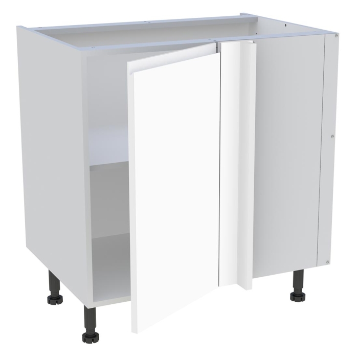 Meuble bas d'angle cuisine 1 porte H. 87 cm x L. 80 cm - Blanc mat sans poignée