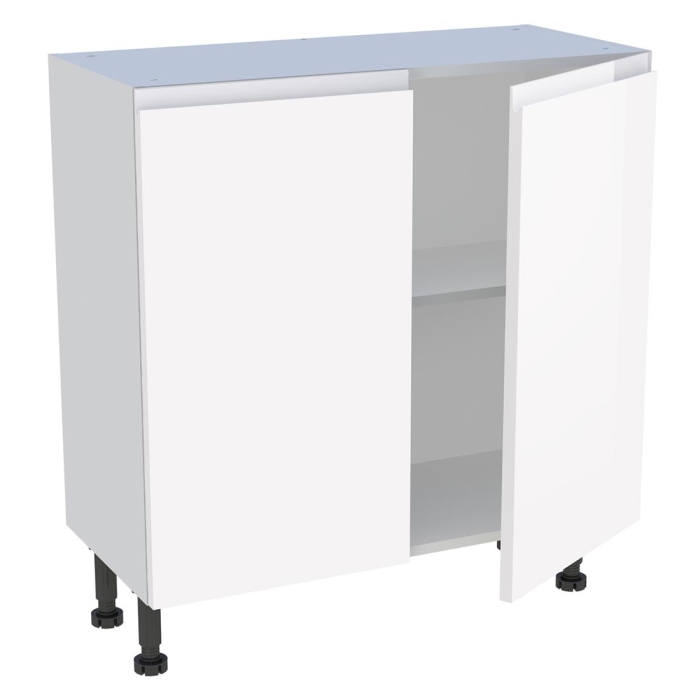 Meuble bas cuisine 2 portes H. 87 cm x L. 80 cm x P. 36,9 cm - Blanc brillant sans poignée