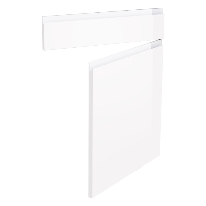 Kit façade meuble cuisine Blanc Brillant Sans Poignée 1 porte, 1 faux tiroir H. 71,7 cm L. 59,7 cm