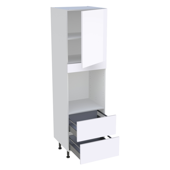 Colonne cuisine 1 porte, 2 casseroliers H. 216,6 cm x L. 60 cm - CF2C1P - Blanc brillant