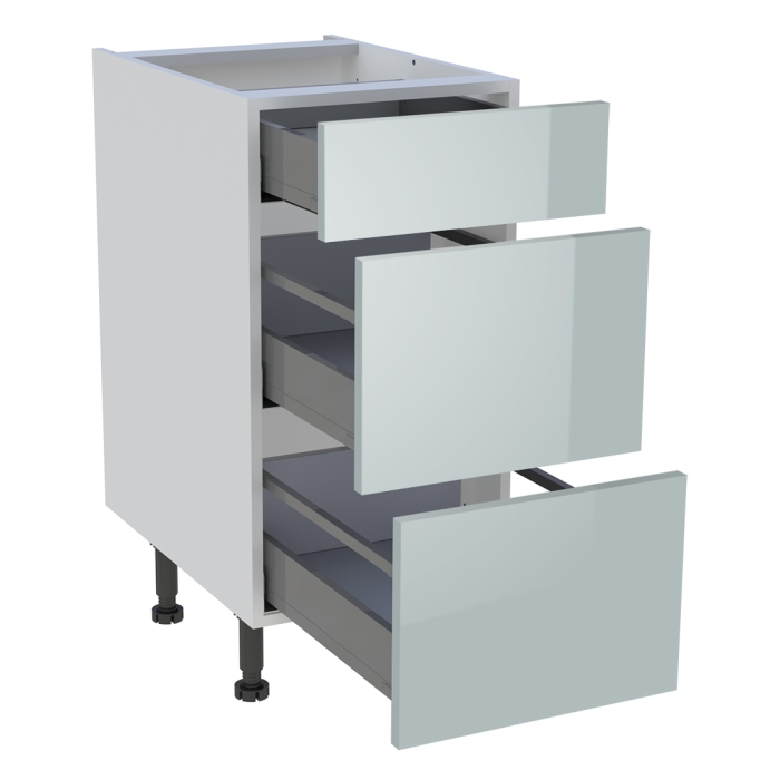 Meuble bas cuisine 1 tiroir, 2 casseroliers H. 87 cm x L. 40 cm - Gris cendre brillant