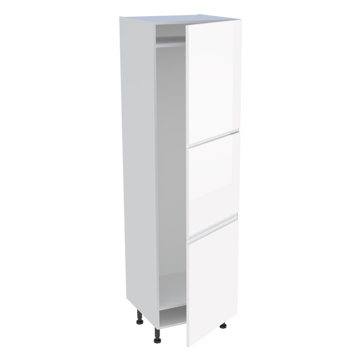 Colonne cuisine 3 portes H. 216,6 cm x L. 60 cm - CFR3P60 - Blanc brillant sans poignée